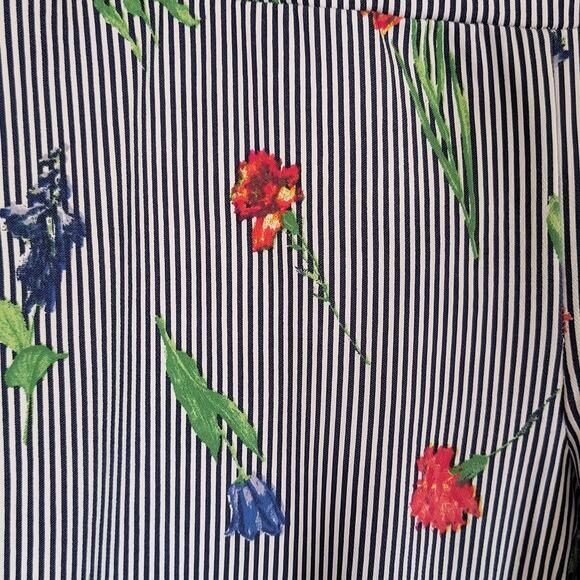 Jules & Leopold Ankle Pants Women's Sz M Multicolor Striped Floral Elastic Waist - Picture 4 of 13